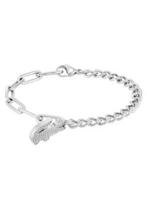 Lacoste Damen Armband "Schmuck Edelstahl Armband Ankerkette CROCODILE", Edelstahl, silber, Edelstahl, Armbänder, mit Glasstein
