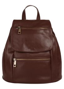 Samantha Look Cityrucksack, braun, Rindsleder, Leder, beschichtet, leicht glänzend, klassisch, Rucksäcke, echt Leder, Made in Italy