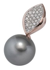 Jobo Damen Perlen-Anhänger "Anhänger mit Perle", SI = kleine Einschlüsse, Roségold 585-Diamanten-Perlen, rosa, Rosu00e9gold 585, Diamanten, Perlen,