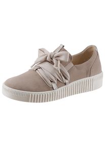 Gabor Damen Plateausneaker, Gr. 36, beige, Veloursleder, sportlich, Schuhe, Schnürschuh, Halbschuh, Slipper mit aufgesetzter Zierschnürung