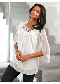 Lady Damen Spitzenbluse, beige, Gr. 36, unifarben, 100% Polyester, Spitze:100% Polyester, Blusen