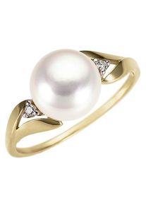 Firetti Damen Perlenring "Schmuck Geschenk Gold 333 Fingerring Damenring Perle", 17, 0,02 ct P2 = erkennbare Einschlüsse, Gelbgold
