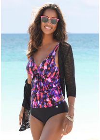 Lascana Damen Bikini-Hose "Sensation", bunt, Gr. 38, unifarben mit Farbeinsatz, Polyamid, Badehosen, mit höherem Bund