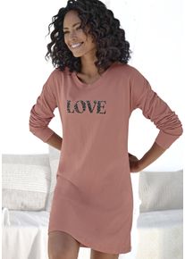 Vivance Dreams Damen Nachthemd, Gr. 36, orange, Single Jersey, Obermaterial: 100% Baumwolle, bedruckt, unifarben mit Farbeinsatz, modisch, Kleider,
