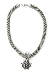 Allgäu Rebell ALLGÄU REBELL Damen Collier "Marlene", grün, Basic, Textil, Halsketten, mit Edelweißanhänger