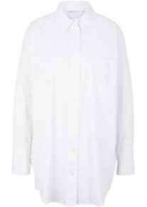 Damen Hemdbluse "Tom Tailor Denim Damen Long-Hemdbluse", weiß, modisch, Gr. L, Tom Tailor Denim, unifarben, Web, Obermaterial: 69% Baumwolle, 26%