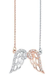 Amor Damen Kette mit Anhänger "Flügel, 2016299", Silber 925 (Sterlingsilber), L: 42cm, rosa, Silber 925 (Sterlingsilber), Halsketten, mit Zirkonia