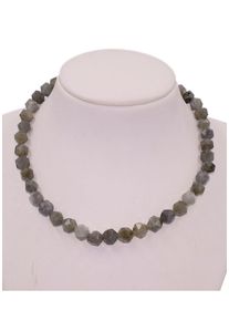Firetti Damen Collier "Schmuck Geschenk Halsschmuck Halskette Edelstein Farbstein Labradorit", Messing, L: 50cm B: 10mm, grau, Messing, B:10mm,