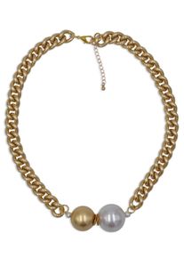 Firetti Damen Collier "Chunky Pearl", Metall-Perlen, L: 64cm B: 14mm, weiß, Metall, Perlen, B:14mm, Halsketten, mit Kunststoffperle