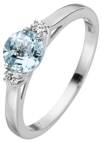 Jobo Damen Diamantring, 54, P1 = bei 10-facher Vergrößerung erkennbare Einschlüsse, Weißgold 585-Diamanten, weiß, Weißgold 585, Diamanten,