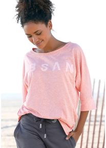 ELBSAND Damen 3/4-Arm-Shirt "Iduna", orange, casual, Gr. L, meliert, Jersey, Obermaterial: 50% Baumwolle, 50% Polyester, Shirts, in Melange-Optik mit