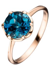 Jobo Damen Goldring, 54, Roségold 585, rosa, Rosu00e9gold 585, Fingerringe, 585 Roségold mit Blautopas
