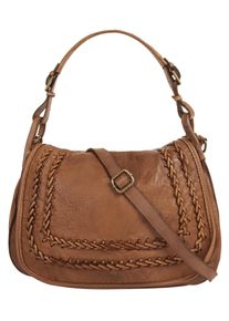 Samantha Look Damen Umhängetasche, braun, Leder, unifarben, Taschen, echt Leder, Made in Italy