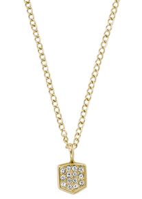 Fossil Damen Kette mit Anhänger "HERITAGE SHIELD, JF04530710", Edelstahl, L: 46,5cm, gold, Edelstahl, Halsketten, mit Kristallglas