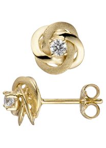 Jobo Damen Paar Ohrstecker, Gelbgold 333, gold, Gelbgold 333, Ohrringe, verschlungen 333 Gold mit Zirkonia