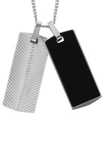 Fossil Damen Kette mit Anhänger "HARLOW LINEAR, JF04565040", Edelstahl, L: 60cm, schwarz, Edelstahl, Halsketten, mit Onyx