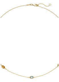 Jobo Damen Collier, Gelbgold 585, L: 45cm, gelb, Gelbgold 585, Halsketten, 585 Gold mit Amethyst Blautopas Citrin