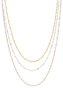 Firetti Damen Kette ohne Anhänger "Schmuck Geschenk Silber 925 Halsschmuck Halskette 3-reihig tricolor", Silber 925 (Sterlingsilber), L: 45cm B: