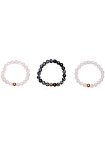 Firetti Damen Ring-Set "Multipack Schmuck Geschenk Damenring Kugel Zugband Edelstein Farbstein", 4,00 g, Messing, 3mm, bunt, Messing, Fingerringe,