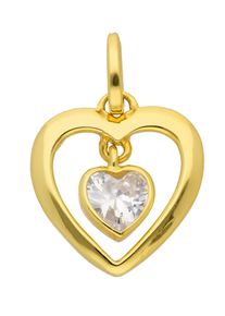 Adelia´s ADELIA ́S Damen Ketten-Anhänger "333 Gold Anhänger Herz mit Zirkonia", Gelbgold 333, gold, Gelbgold 333, Schmuckanhänger, 333 Gold mit Zirkonia