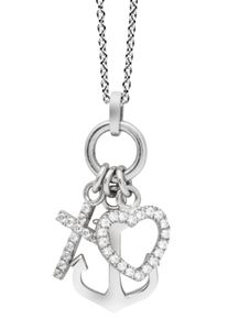 Nana Kay Damen Kette mit Anhänger "Love Catcher, Glaube/Liebe/Hoffnung, ST1539", Silber 925 (Sterlingsilber), L: 45cm, bunt, Silber 925
