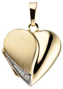 Jobo Damen Medallion-Anhänger "Anhänger Medaillon Herz", Gelbgold 333, gold, Gelbgold 333, Schmuckanhänger, 333 Gold mit Zirkonia