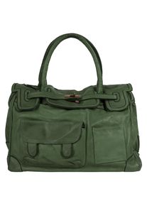 Samantha Look Damen Shopper, grün, Leder, unifarben, leicht glänzend, Taschen, echt Leder, Made in Italy