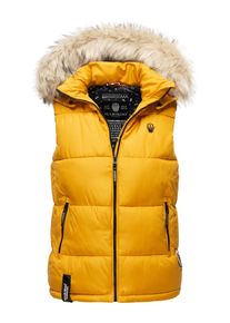 Marikoo Damen Steppweste "Eisflöckchen", gelb, Gr. M, Obermaterial: 100% Polyester / Innenmaterial: 100% Polyester / Kunstfell: 90% Polyacryl, 10%