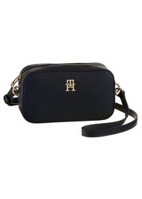 Tommy Hilfiger Damen Mini Bag "TH EMBLEM CAMERA BAG", blau, Polyurethan, unifarben, Strukturmuster, Taschen, mit TH-Emblem vorne