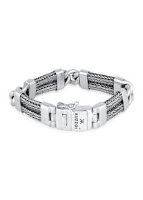 Kuzzoi Herren Armband "Herren Panzer Gliederarmband Modern 925 Silber", 19cm, ohne Stein, Silber 925 (Sterlingsilber), silber, Silber 925