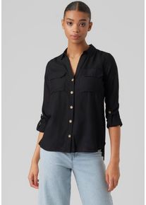 Véro Moda VERO MODA Damen Hemdbluse "VMBUMPY L/S SHIRT NEW WVN GA NOOS", schwarz, modisch, Gr. XL, unifarben, Web, Obermaterial: 100% Viskose, Blusen