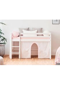 Hochbett Hoppekids, B:81cm H:105cm L:168cm, weiß, Kiefer massiv, Jugendzimmer, Hochbetten, "«Winter Wonderland»", 70x160, umbaubar mit Vorhang-Set