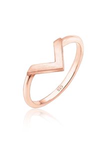 Elli Damen Fingerring "V-Form Matt Basic 925 Silber", 52mm, ohne Stein, Silber 925 (Sterlingsilber), 1.5mm, rosa, Silber 925 (Sterlingsilber),