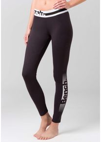 Bench. Damen Leggings, Gr. 36, schwarz-weiß, Strick, Obermaterial: 92% Baumwolle, 8% Elasthan, unifarben, bedruckt, sportlich, Hosen, mit Logoprint