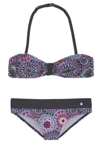 s.Oliver Kinder Bandeau-Bikini, bunt, Gr. 158, bedruckt, Polyamid, Bikini-Sets, mit coolem Print