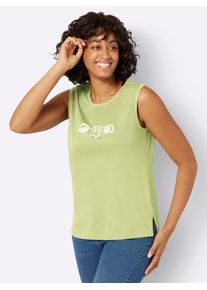 Casual Looks Damen Shirttop, grün, Gr. 36, unifarben, gemustert, 100% Baumwolle, Tops