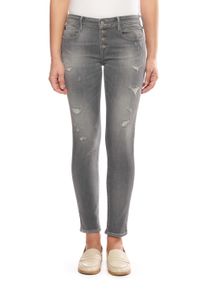 Damen Slim-fit-Jeans, grau, Gr. 34, Le Temps Des Cerises, 100% Polyester, Jeans, mit trendigen Used-Details