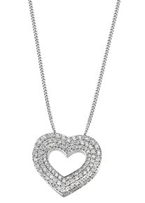 Firetti Damen Kette mit Anhänger "Schmuck Geschenk Silber 925 Halsschmuck Halskette Panzerkette Herz", Silber 925 (Sterlingsilber), L: 45cm B: 1,3mm,