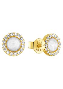 Amor Damen Paar Ohrstecker "Golden Opal, 2036029", Silber 925 (Sterlingsilber), gold, Silber 925 (Sterlingsilber), Ohrringe, mit Opal, Zirkonia