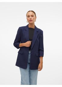 Véro Moda VERO MODA Damen Longblazer "VMFRIDA LS REGULAR BLAZER NOOS", blau, modisch, Gr. 34, unifarben, Obermaterial: 98% Polyester, 1% Elasthan, 1% Viskose,