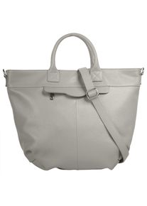Samantha Look Damen Henkeltasche, grau, Leder, unifarben, leicht glänzend, Taschen, echt Leder, Made in Italy