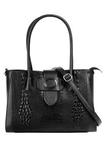 CLUTY Damen Shopper, schwarz, Leder, Taschen, echt Leder, Made in Italy