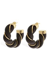 FILIPPA FIRENZE Damen Paar Ohrstecker "The Catch", Edelstahl-Leder, gold, Edelstahl, Leder, Ohrringe, Im Twisted-Leder-Design