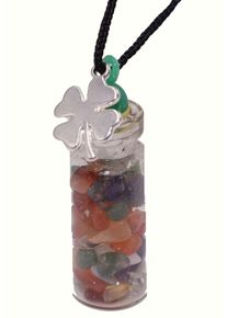 Firetti Damen Kette mit Anhänger "Schmuck Geschenk Glücksflasche", Glas-Edelstahl-Baumwolle, L: 80cm B: 2mm, bunt, Glas, Edelstahl, Baumwolle, B:2mm,