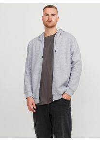 Jack & Jones PlusSize Herren Kapuzensweatjacke "JJEBRADLEY SWEAT ZIP HOOD NOOS PLS", grau, modisch, Gr. XXXL, JACK & JONES PLUSSIZE, meliert, angeraute Sweatware,