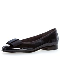 Gabor Damen Ballerina, Gr. 42, blau, Lackleder, Textil, klassisch, Schuhe, Flats, Kitten Heel, Festliche Schuhe mit dekorativer Schleife
