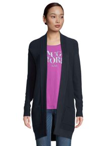 Tom Tailor Damen Longstrickjacke, blau, casual, Gr. S, unifarben, Strick, Rippstrick, Ottomane, Obermaterial: 100% Baumwolle, Strickjacken, aus