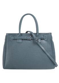 CLUTY Damen Henkeltasche, blau, Leder, unifarben, leicht glänzend, Taschen, echt Leder, Made in Italy