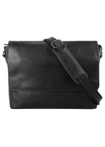 XZONE X-ZONE Damen Messenger Bag, schwarz, Leder, glänzend, beschichtet, Taschen, echt Leder