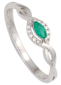Jobo Damen Diamantring, 58, P1 = bei 10-facher Vergrößerung erkennbare Einschlüsse, Weißgold 333-Diamanten, weiß, Weißgold 333, Diamanten,